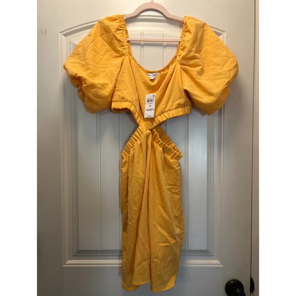 NWT And Now This Women’s Whimsical Waist Cutout Spring Dress Size‎ M Soft Yellow - Picture 2 of 5